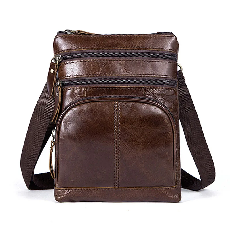 

Vintage Men's Bags Genuine Leather Male Crossbody Bags Strap Small Casual Flaps Men Leather Messenger Bag Men's Shoulder Bag