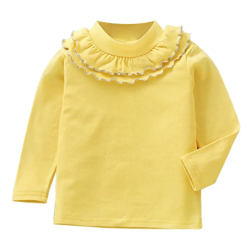 Весенние детские футболки Одежда для маленьких девочек модная Однотонная футболка с длинными рукавами детская футболка Топ, хлопковая одежда, осень