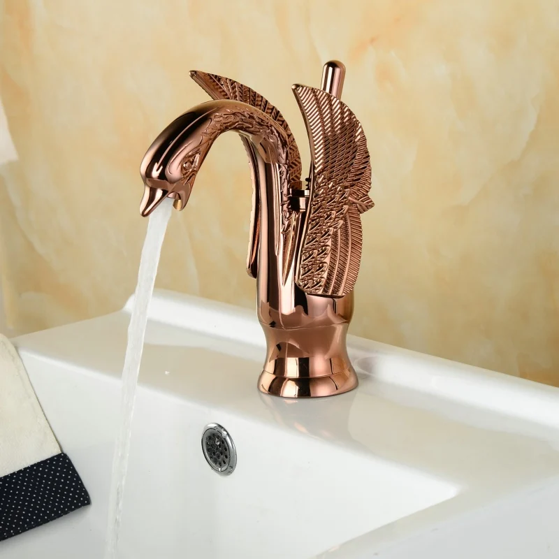 

copper faucet, European style single hole, platform basin, cold and hot water, swan shape, individuality, art bibcock