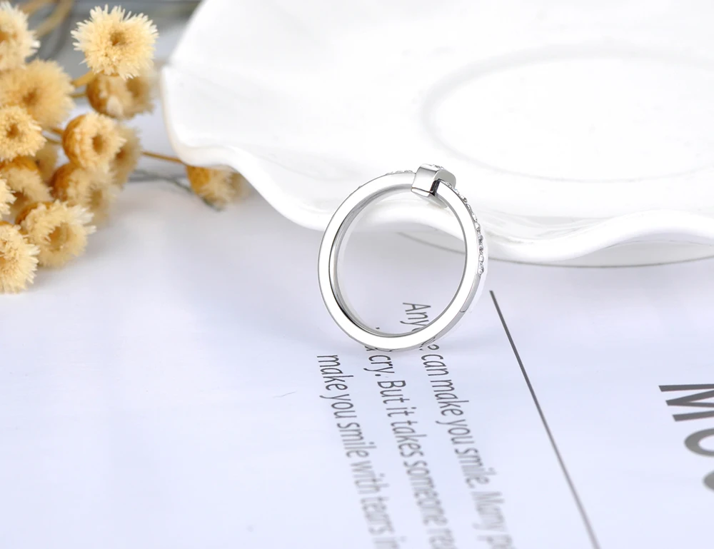 JeeMango 2 слоя черный/белый керамический Кристалл обручальные кольца ювелирные изделия розовое/белое золото нержавеющая сталь Стразы обручальное кольцо
