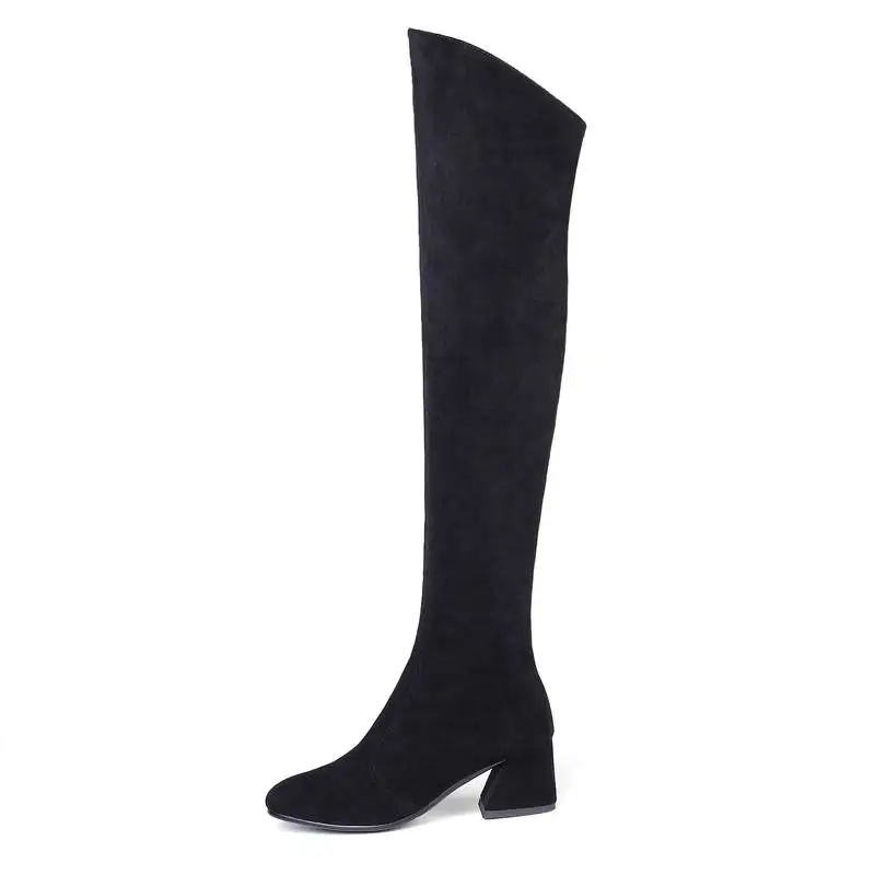 MORAZORA Size 34-43 HOT Hot sale women boots autumn winter over the knee boots round toe flock leather thigh high
