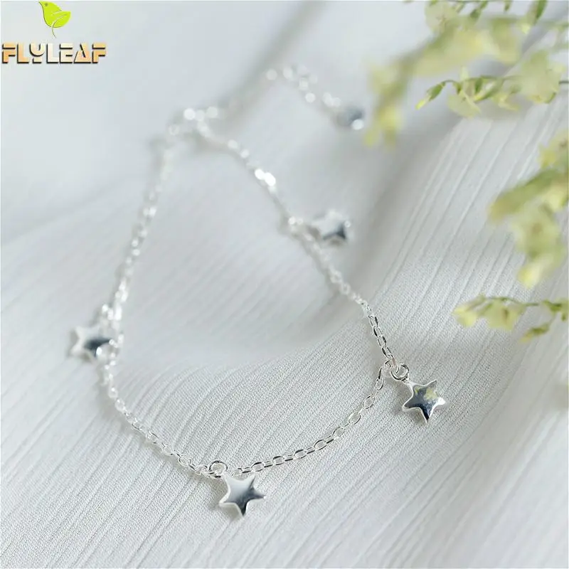 

Flyleaf 925 Sterling Silver Pentagram Bracelets For Women Personality Star Simple Fashion Fine Jewelry Bracelets & Bangles