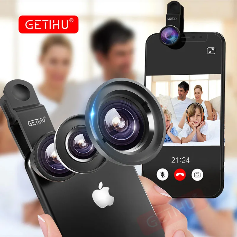 

GETIHU Universal 3 in1 Wide Angle Macro Fisheye Lens Camera Mobile Phone Lenses Fish Eye Lentes For iPhone Smartphone Microscope