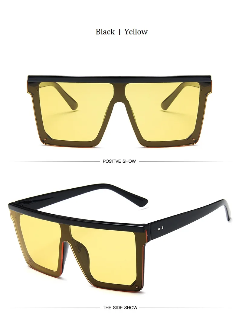 Модные женские квадратные солнцезащитные очки унисекс больших размеров, женские солнцезащитные очки с плоским верхом, градиентные зеркальные очки для вождения