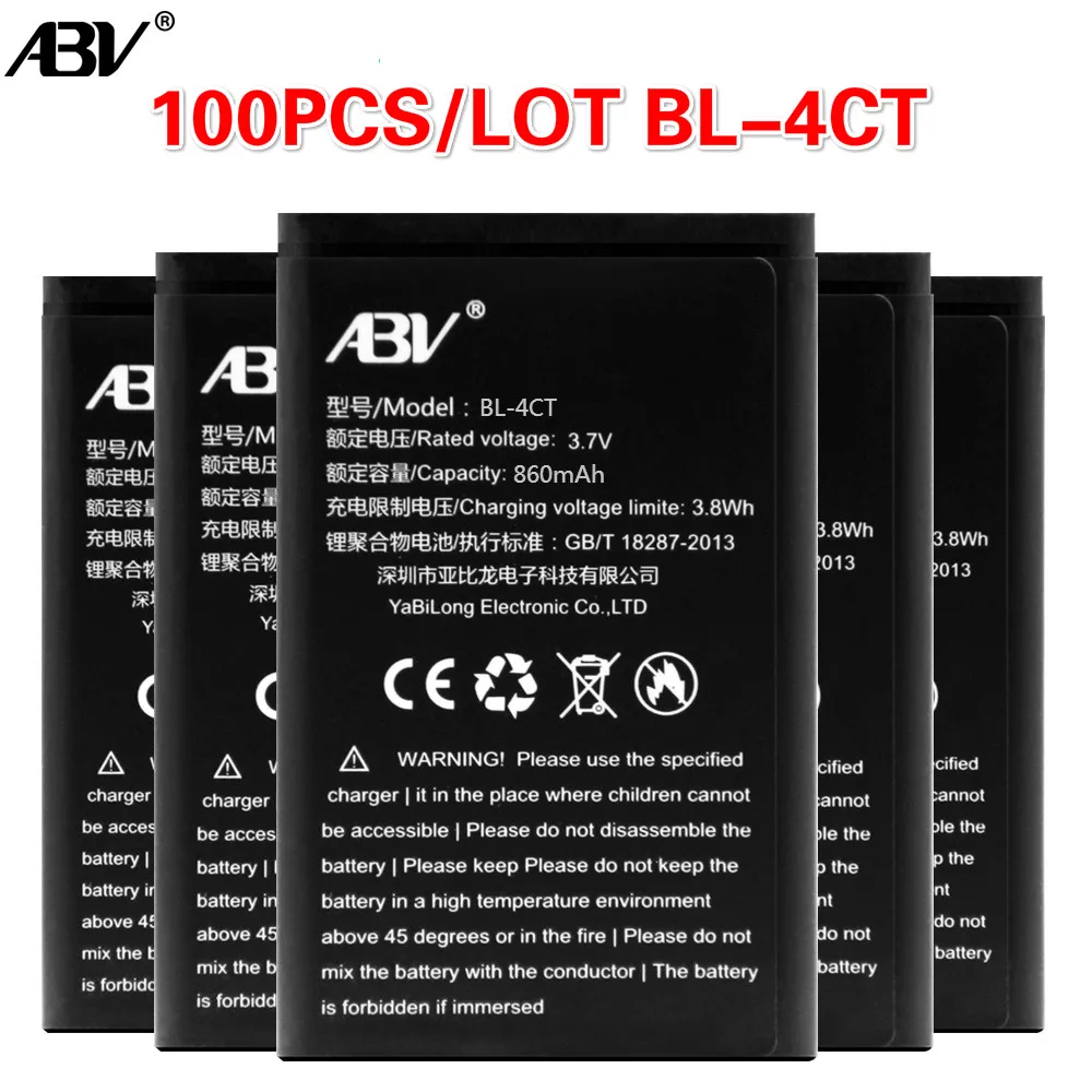 

100pcs/Lot Original ABV bateria BL-4CT Mobile Battery for NOKIA /2720F/3720/5310XM/5630XM/6600F /6700S/7205/7210 battery 4CT