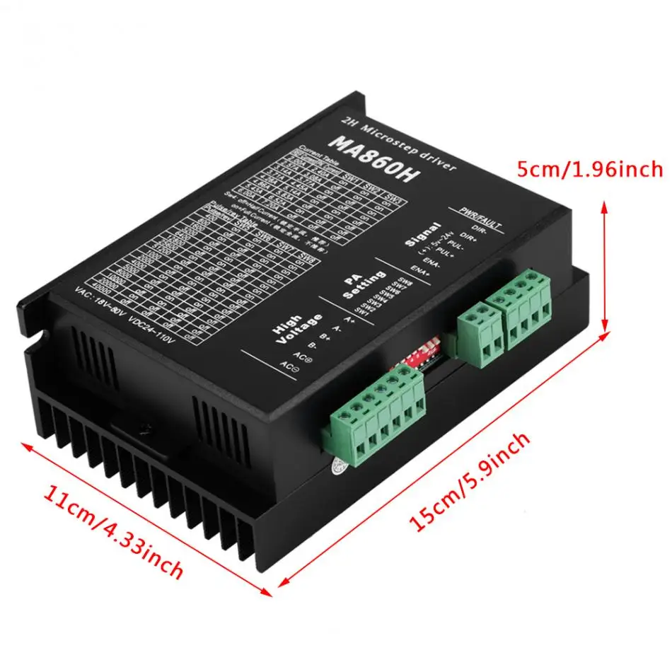 1 шт. MA860H Драйвер шагового двигателя контроллер модуль 18-80 В AC/24-110 В DC 7.2A для 2 фазы 86 двигатель шагового двигателя Модуль управления