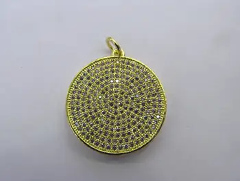 

6pcs Micro Pave Diamond Disc Pendant, Pave Diamond CZ Pendant, Round Charm,Heart Ring Black Gunmetal bead 16-25mm