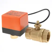 AC 220 V G1 DN25 2-полосная 3-жильный 2-точечный Управление латуневый Электрический моторизованный шаровой клапан