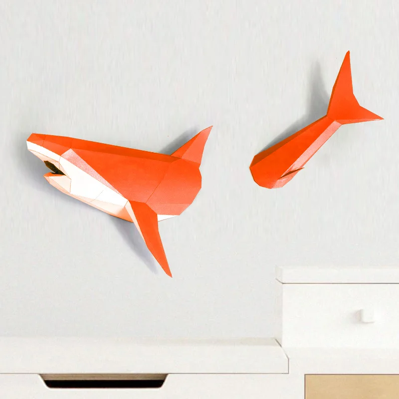 3D Акула животные Бумажная модель игрушки домашний Декор для гостиной DIY бумажные ремесленные модели вечерние подарки - Цвет: As picture