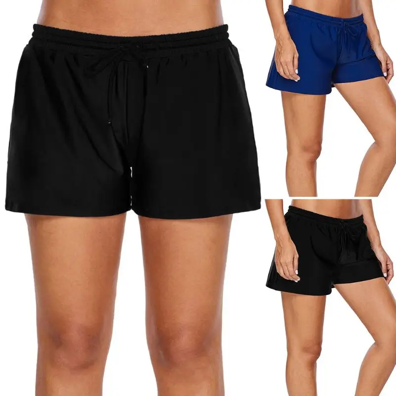 Women Summer Plus Size Stretch Board Shorts Adjustable Drawstring