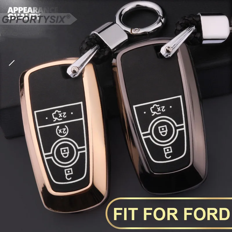 Светящийся кожаный чехол для автомобильного ключа из цинкового сплава Ford Fusion Mondeo