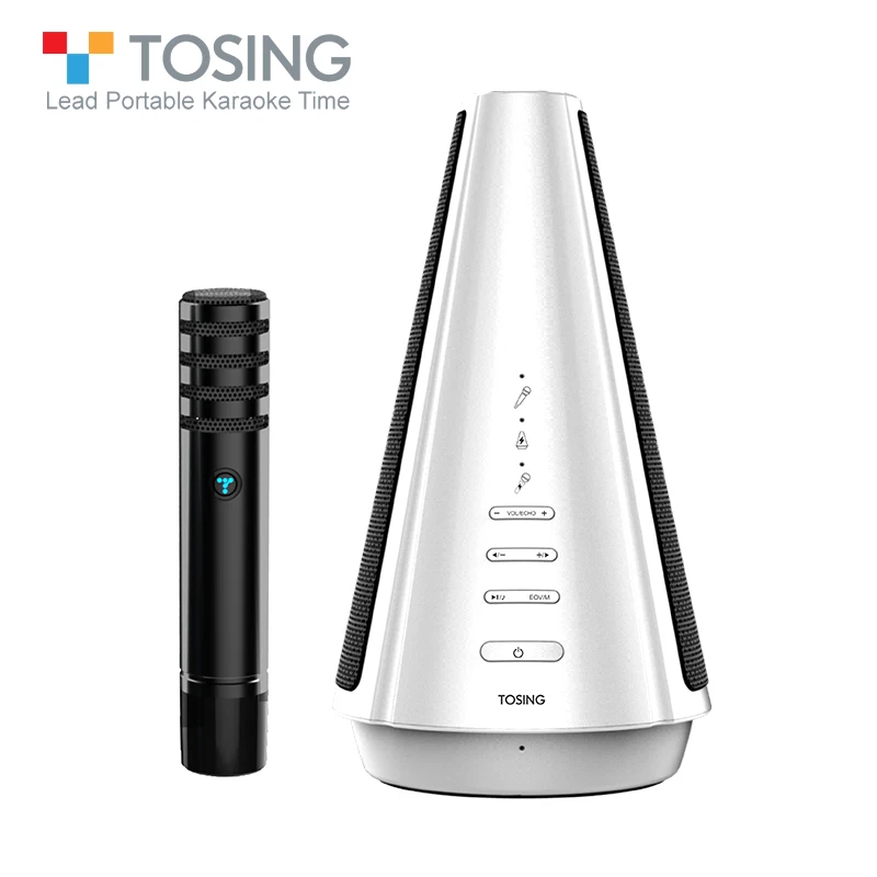 Беспроводной микрофон для караоке TOSING T08, Bluetooth динамик, отдельно разработанный 3D стерео 20 Вт аудио для встреч и небольших встреч - Цвет: Белый