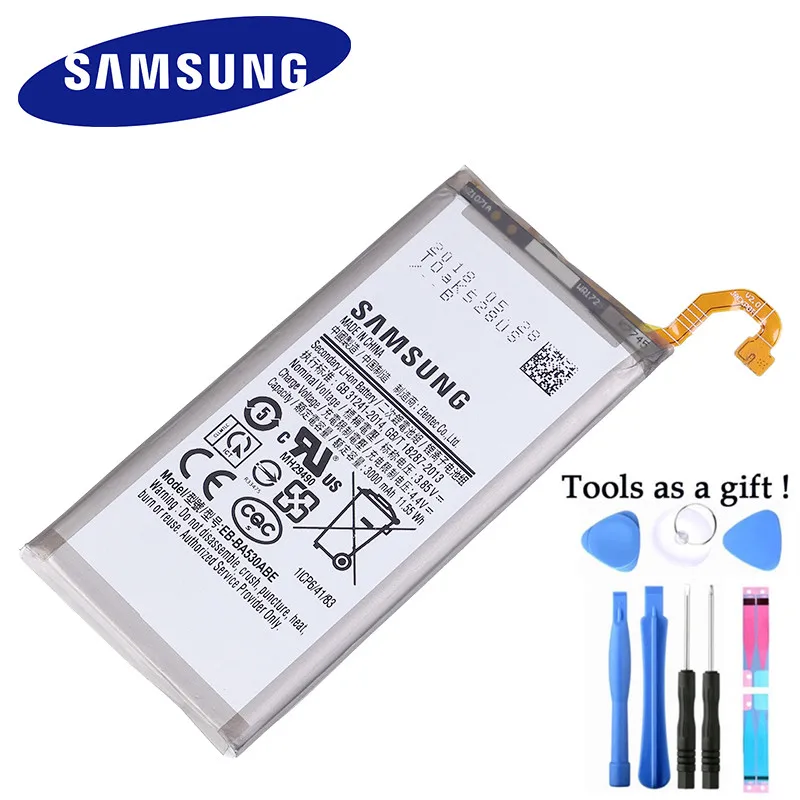 Оригинальный аккумулятор Samsung для Galaxy A8 2018 (A530) A530 SM-A530F 3000 mAh EB-BA530ABE сменные батареи