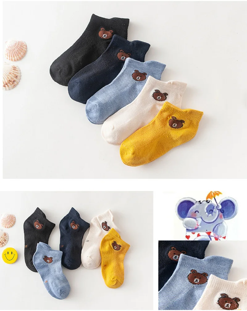 10 шт./лот, весенне-летние детские носки сетчатые хлопчатобумажные носки для мальчиков, полосатые однотонные носки для детей, детские спортивные носки для девочек