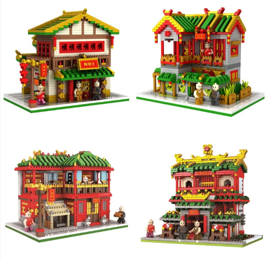 

PZX Building Star Ancient Architecture House Mercery Store Shop 3D Model Mini Building Diamond home Blocks Toy for Children