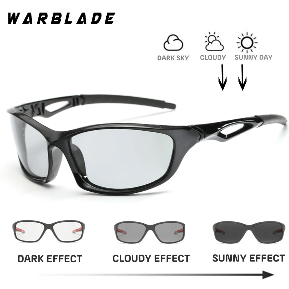Поляризованные квадратные фотохромные солнцезащитные очки для вождения, мужские очки-хамелеоны, мужские очки для вождения, UV400, солнцезащитные очки для рыбалки, WarBLade - Цвет линз: B1003