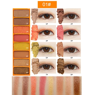 NOVO Naked Eye Shadow Shimmer 8 цветов натуральный мультфильм матовые тени для век Палитра Макияж Профессиональная Горячая Распродажа Make Up Nude Basic - Цвет: 01