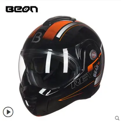 BEON флип-ап мотоциклетный шлем модульный анфас шлем Мото шлем Casco Motocicleta Capacete шлемы ECE - Color: orange