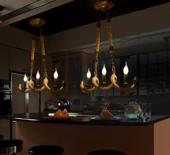 

2020 Retro Vintage Rope Pendant Light Lamp Loft Creative Personality Industrial Lamp Edison Bulb American Style For Living Room