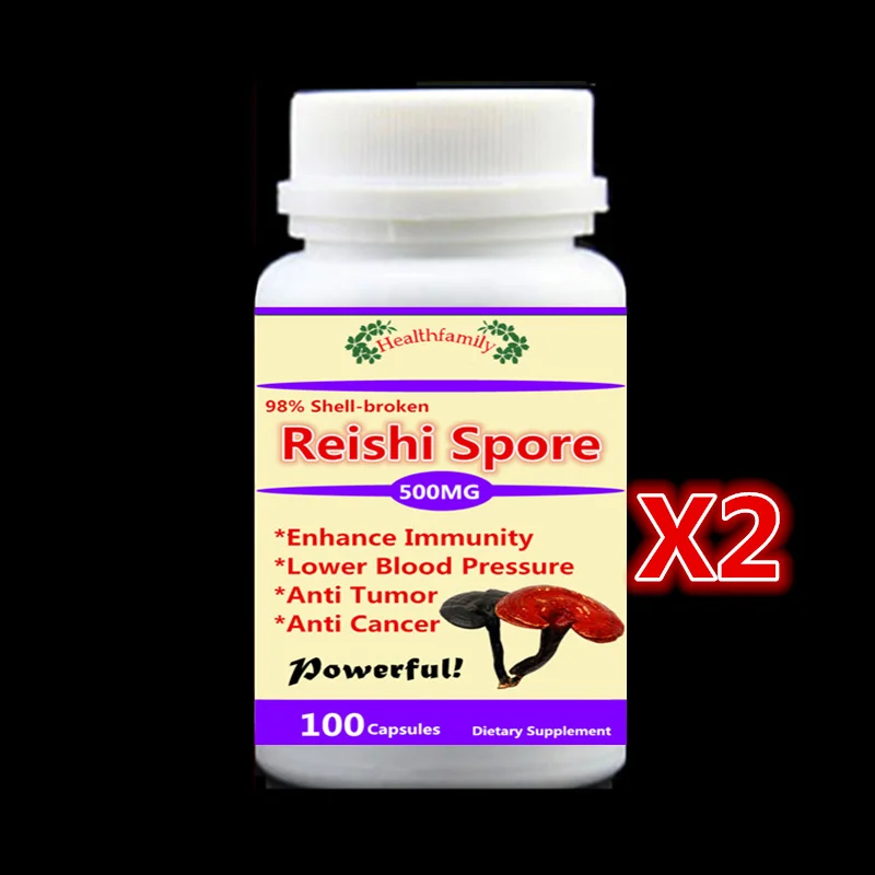 

2 bottle 200pcs,Pure Reishi Spores 98% shell-broken Ganoderma lucidum LingZhi Powerful Enhance immunity anti-tumor anti-cancer