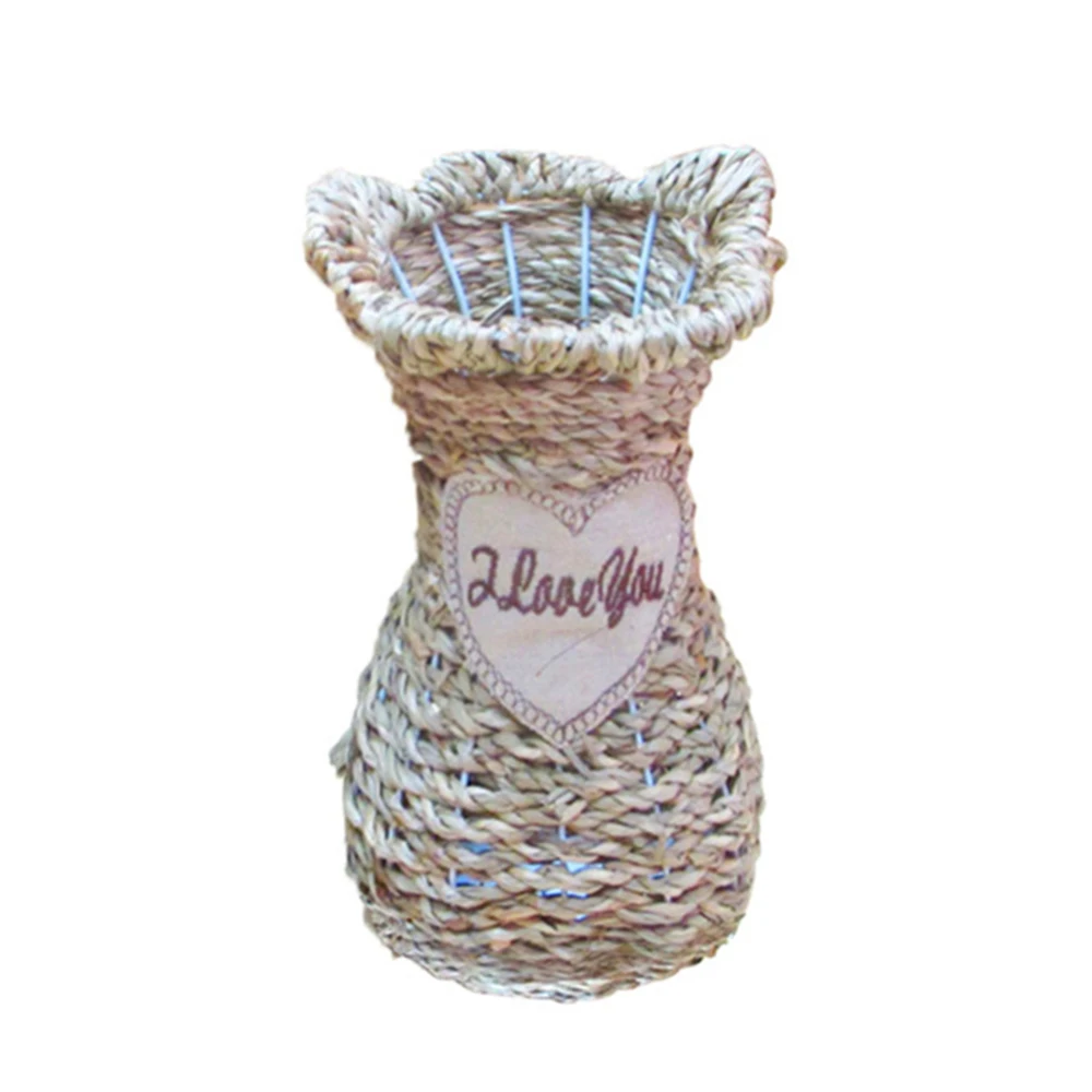 

20*12cm Rattan Vase Ornament Flower Gift Office Tabletop Art Plant For Living Room Table Decoration