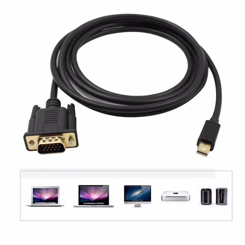 1.8 m البسيطة Displayport إلى VGA مهائي كابلات كامل HD 1080 P عرض ميناء الذكور لمحول VGA كابل لجهاز ماكبوك HDTV العارض