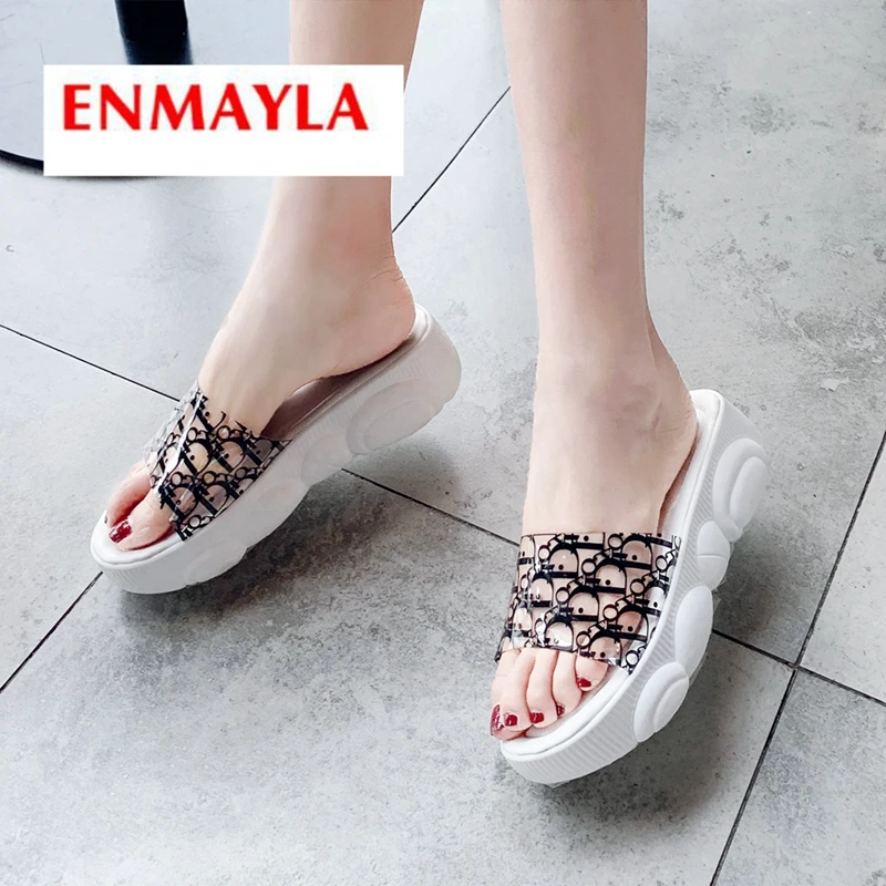 

ENMAYLA 2019 New Arrival Sequined Cloth Zapatos De Mujer Slippers Solid Summer Outside Women Fashion Shoes Size 34-43 LY2179