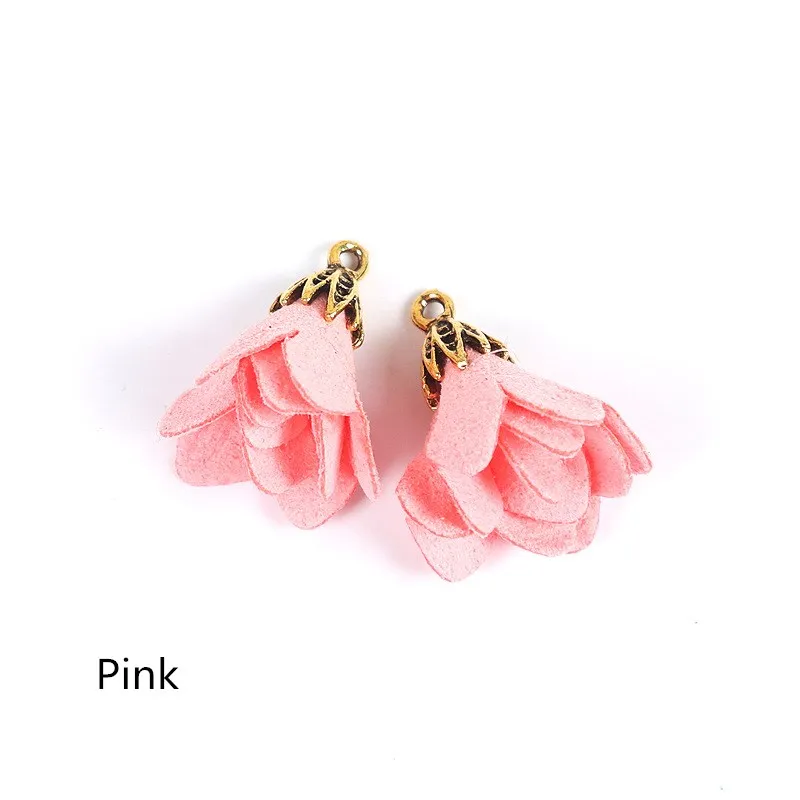 Pink 10 шт./упак. мини-цветы кисточкой DIY аксессуары ручной работы шитье ремесло поставка серьги ожерелье декоративный кулон материал 25 мм - Цвет: Pink