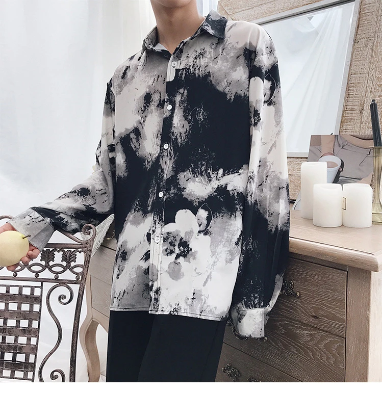 Роскошная рубашка с цветочным принтом Мужская с длинным рукавом Camisa Masculina Корейская одежда Женская сорочка Homme мужские повседневные уличные рубашки