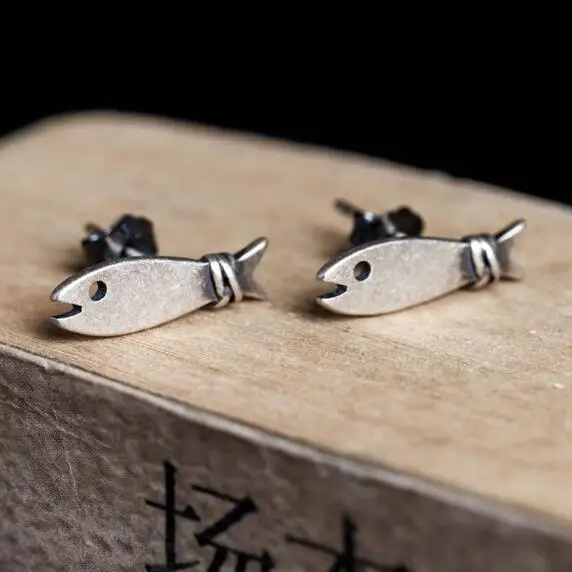 

High Quality Men & Women 100% 925 Solid Sterling Silver Cute Fish Stud Earrings Simple Animal Earings Gift Jewelry Allergy Free