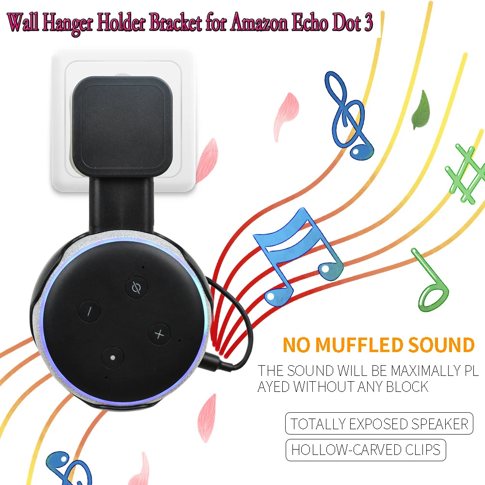 

Home Outlet Speaker Wall Mount Hanger Space-Saving Stand Holder Bracket for Amazon Echo Dot 3nd Generation Round Voice Assistant