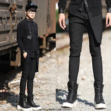 27-44! Высококачественная Мужская одежда тонкие брюки в западном стиле Персонализированная эластичная юбка брюки для певицы для сцены костюмы