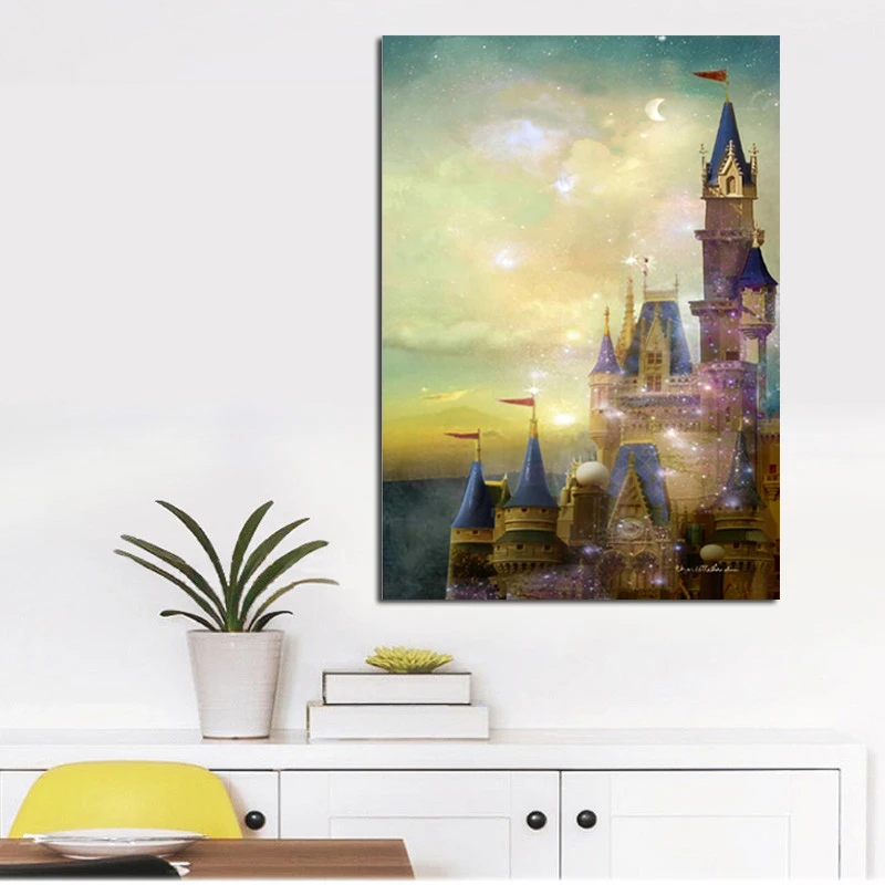 Cartoon Angels Flower Fairies Abstract Oil Painting Print on Canvas Poster Wall Picture for Girl's Room nursery Christmas Decor (2)