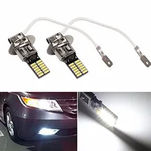 2x 12V H3 White 6500K 24-SMD 4014 LED High Power Bulb DRL Fog Light Driving Lamp car-styling Free shipping
