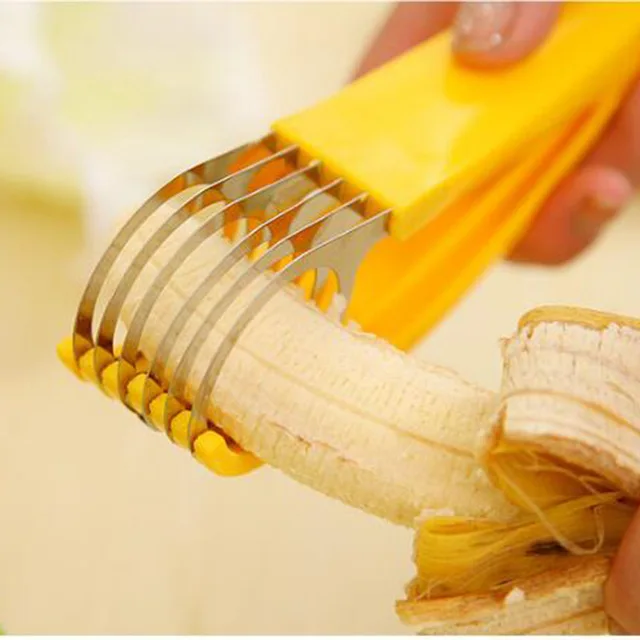 

Stainless Steel Banana Cutter Fruit Vegetable Sausage Slicer Salad Sundaes Tools Cooking Tools Kitchen Accessories Gadgets