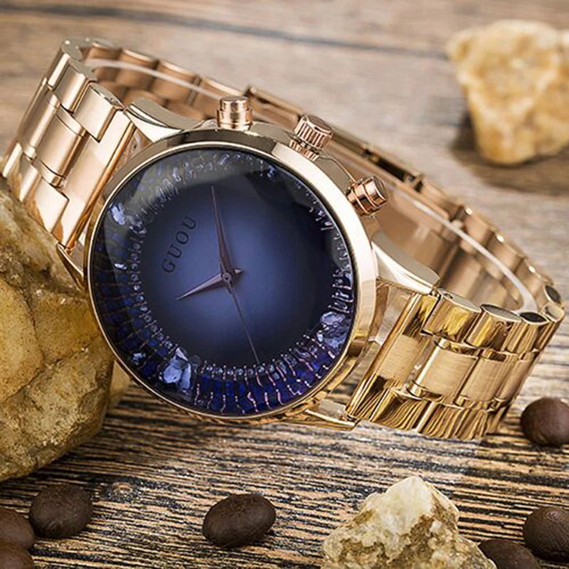 Prix Femmes de Montres en Or Rose En Acier Inoxydable Montre Diamant GUOU De Mode Dames Montre De Luxe Reloj Mujer Horloge Femmes relogios saat