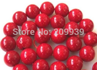 

Hot sell Noble- FREE SHIPPING>>>@@ N196 13mm Ocean Red Coral Round Loose Beads 15