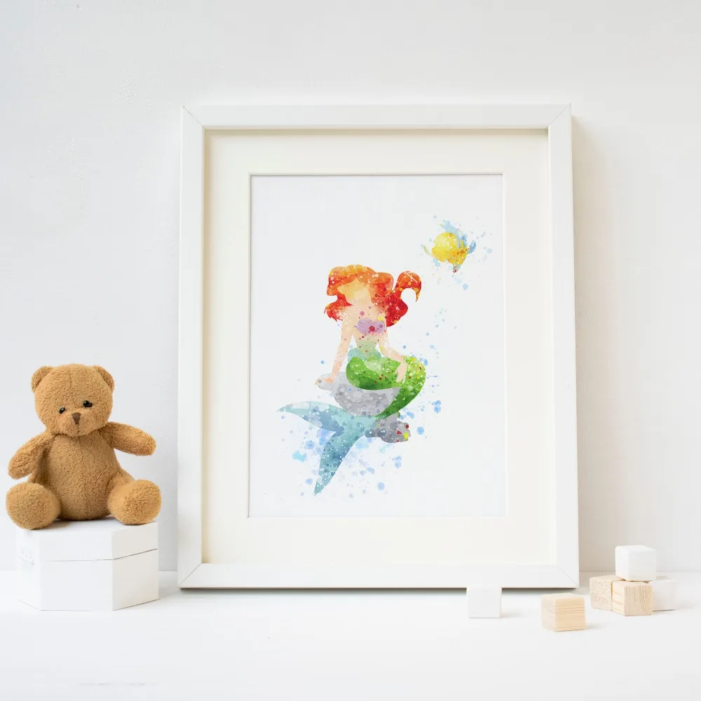 

Princess Ariel ,Little Mermaid picture print ,Watercolor Poster Print ,Kids Room wall Decor ,baby Nursery Art, Gift idea