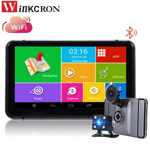 Android 7 DVR dash Cam Car rear view camera GPS Navigation WIFI Quad core Truck vehicle