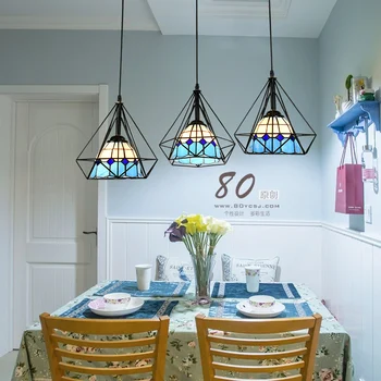 

Nordic simple personality three heads bar restaurant Mediterranean dinning table pendant lamp