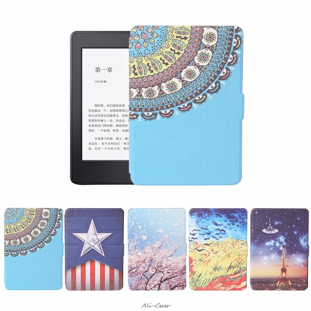 

2018 Fashion Printed Leather Protective Skin Cover Tablet Case For Amazon Kindle Paperwhite 1/2/3 e-Books Case 5 Patterns