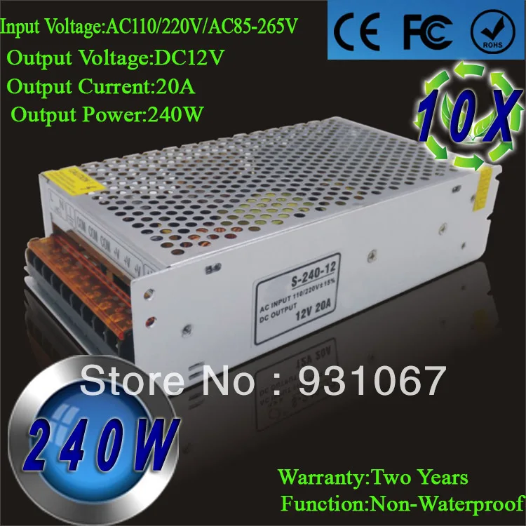 Supernova Sale Led Power Suply 12V 20A 240W Small Volume Single Output Switching Supply For Light Wholesale 10pcs/lot | Обустройство