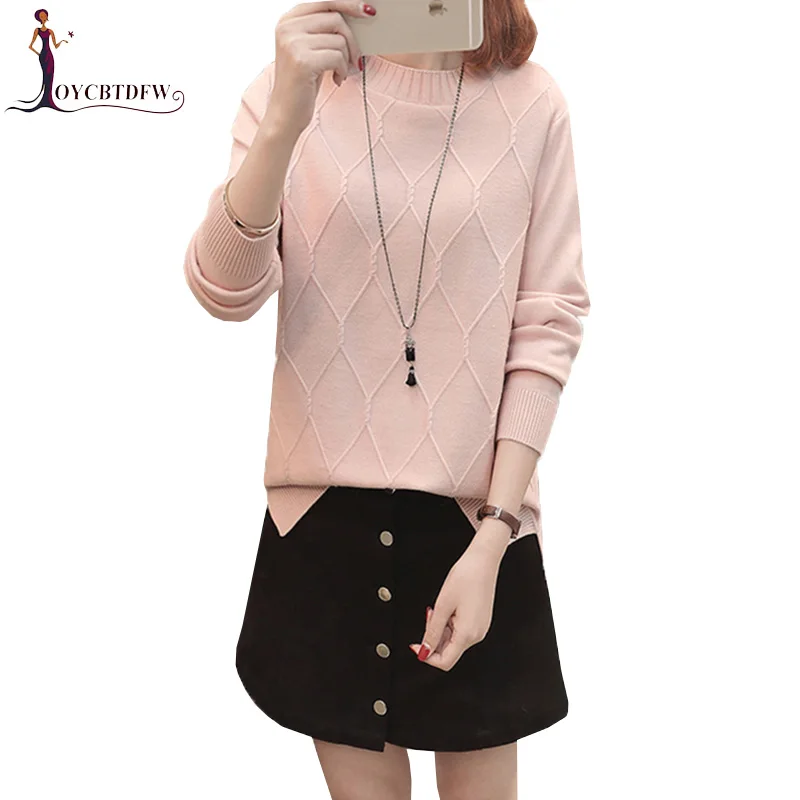2018 Autumn Winter Lady Round Neck Sleeve Knit Sweater Female New Fashion Women pullover Korean Loose Knitted Tops XY282 | Женская