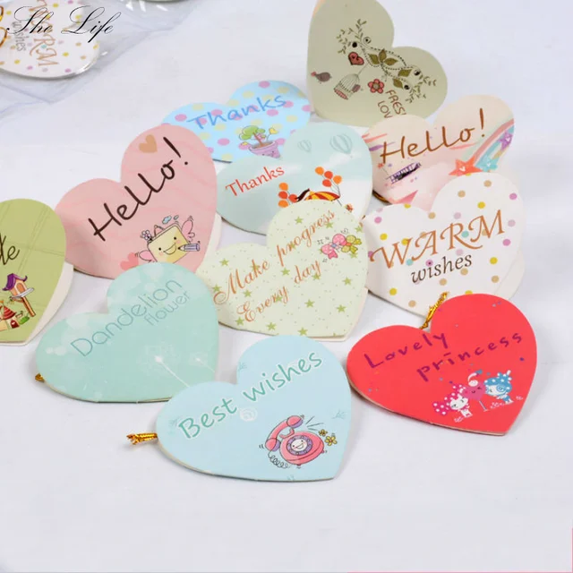 160 pcs heart shaped small greeting cards blessing best wishes happy best greeting cards