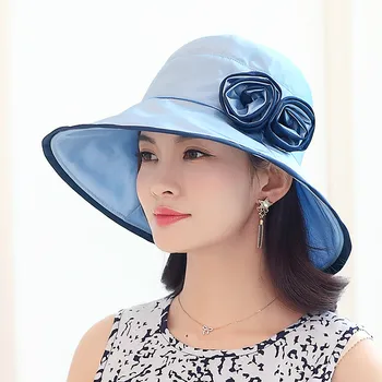 

Female Summer Korean Version Anti-ultraviolet Sun Shade Cap Foldable Sunscreen Sun Protection Hat Elegant Wide Brim Caps H6711