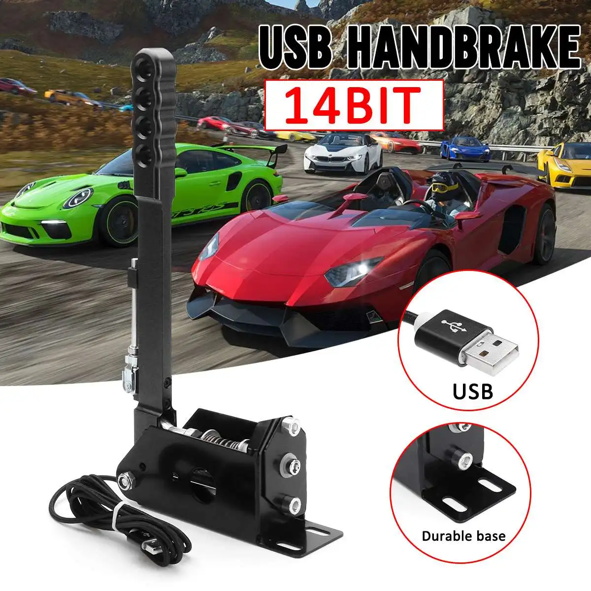 3 Color Universal-16Bit Hall Sensor USB Handbrake Drift Sensor Control Adjustable Height Clamp for G25 G27 G29 T500 DIRT-RALLY - Color: Black