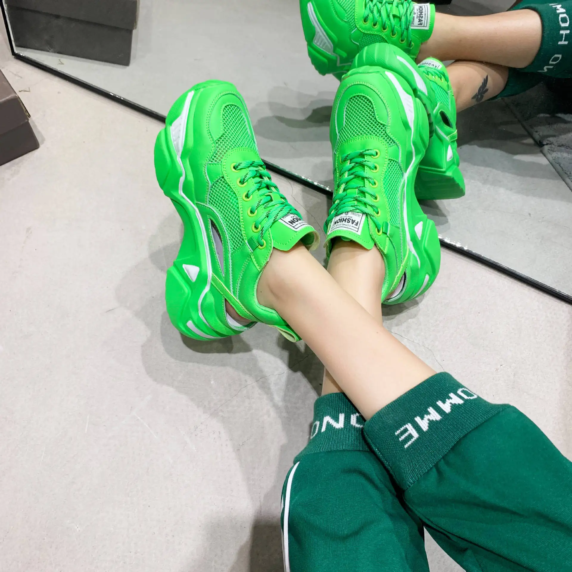 DORATASIA New INS Hot Summer Breathable Dad Shoes Woman mixed-color Mesh Sneakers Women Fashion lace-up Flats