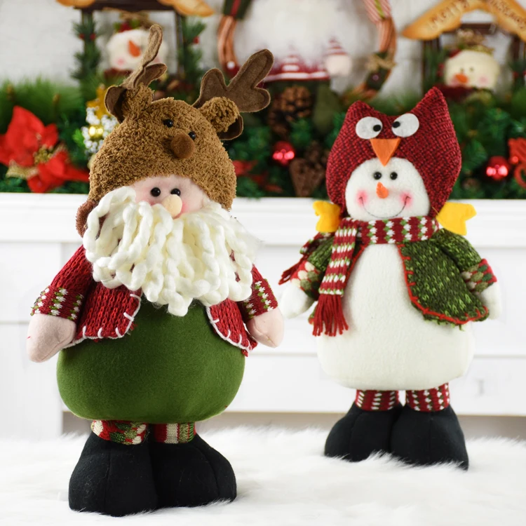 Рождественский подарок, тканевые куклы Санта-Клауса, снеговика, большие размеры, рождественские игрушки стоят под елкой, украшение, Adornos Navidad