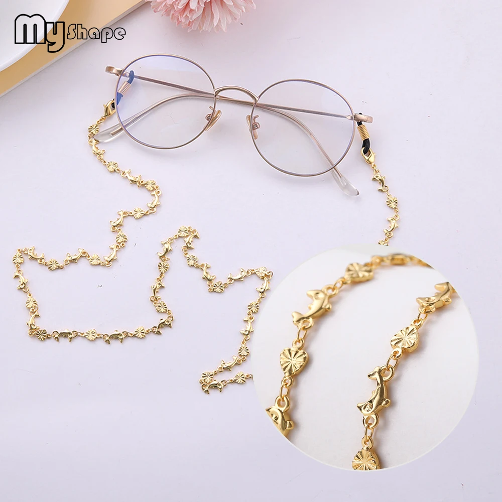 

My Shape Snowflake Dolphin Glasses Chain Rose Gold Plated Metal Eyewear Chain Beads Eyeglass Jewelry for Women Reading Gift 78cm