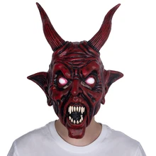 Мужская страшная маска дьявола новая красная маска дьявола латексная рогатая маска призрака
